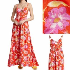 FREE PEOPLE Wisteria Floral
Sleeveless Maxi Dress
 size Large l